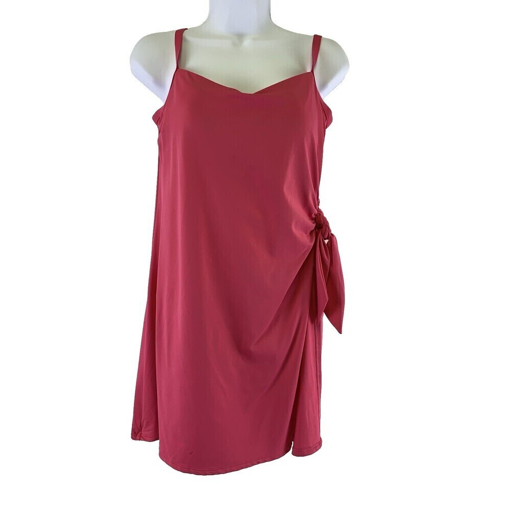 Lands End Chlorine Resistant Sweetheart Swim Dress Pink Adjustable Slit Womens 8